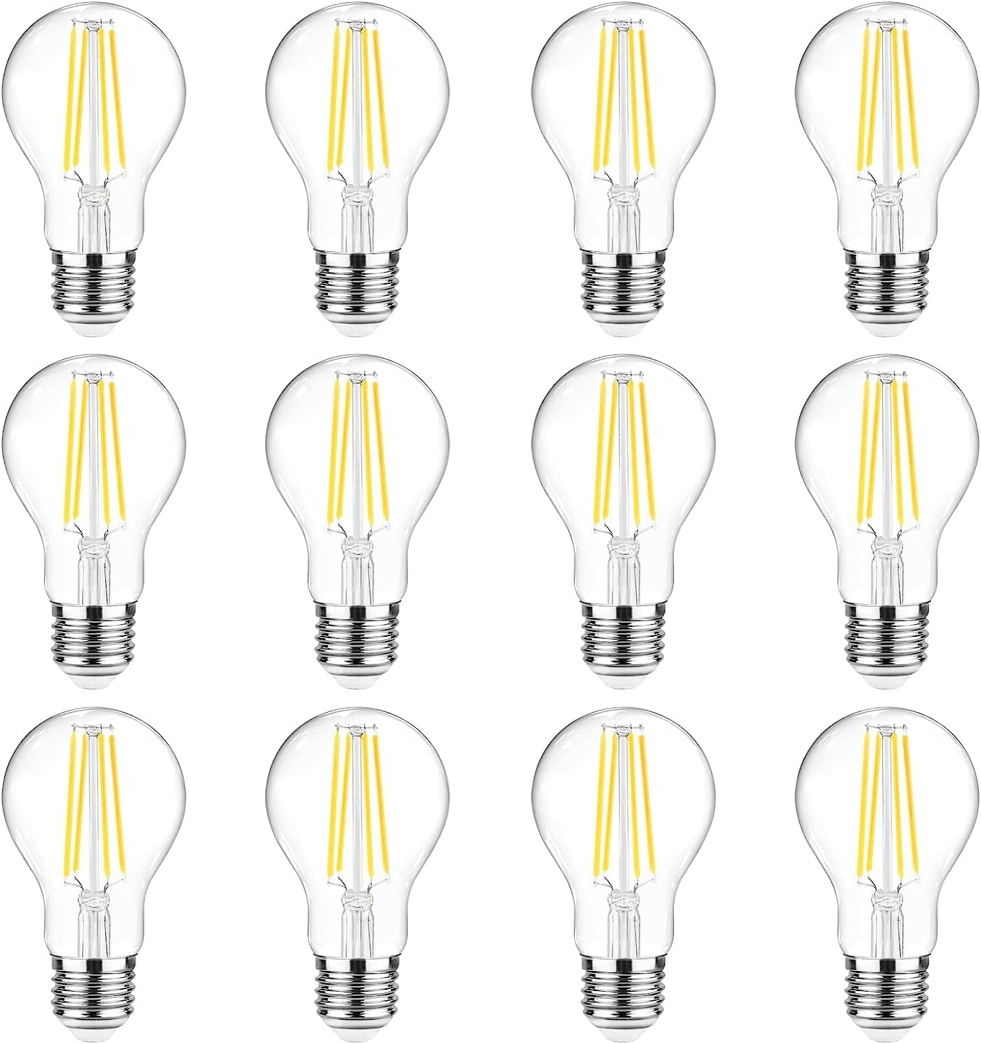 Ascher 60 Watt Equivalent E26 LED Filament Light Bulbs Pack