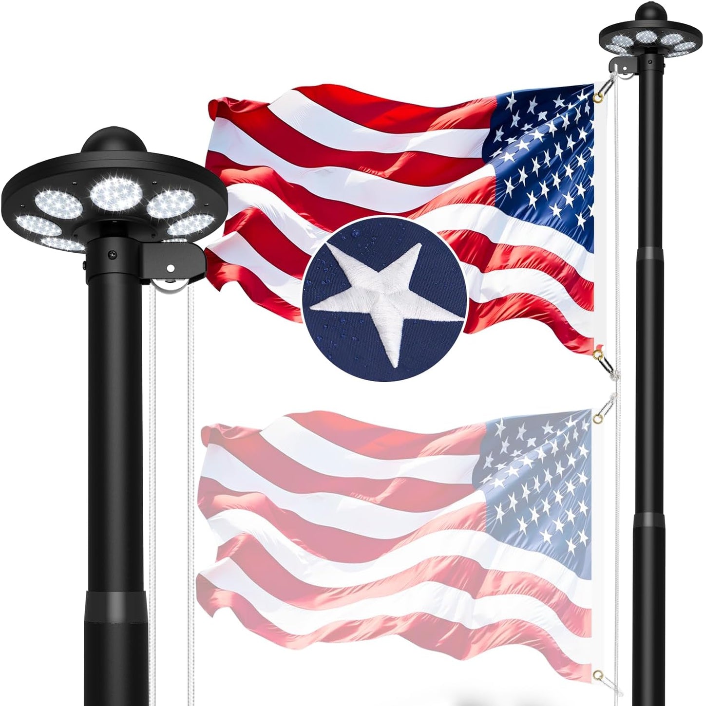 10 Gauge Heavy Duty Flag Pole Kit for Outdoor Use, 25FT Black
