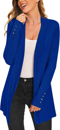 Casual Long Sleeve Knit Cardigan for Women with Elegant Open Front