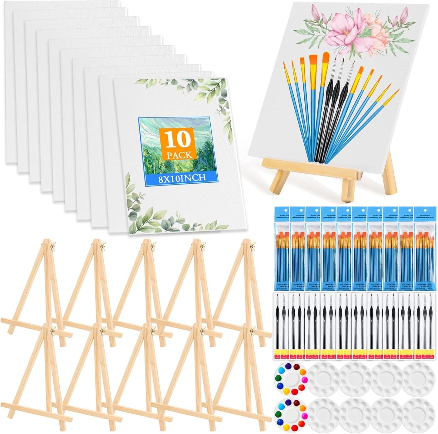160 Pack Miniature Painting Kit with Easel and Canvas Boards