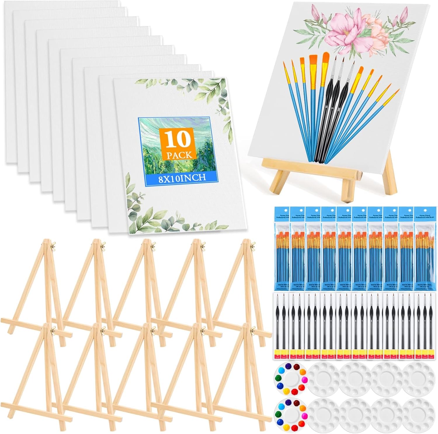 160 Pack Miniature Painting Kit with Easel and Canvas Boards