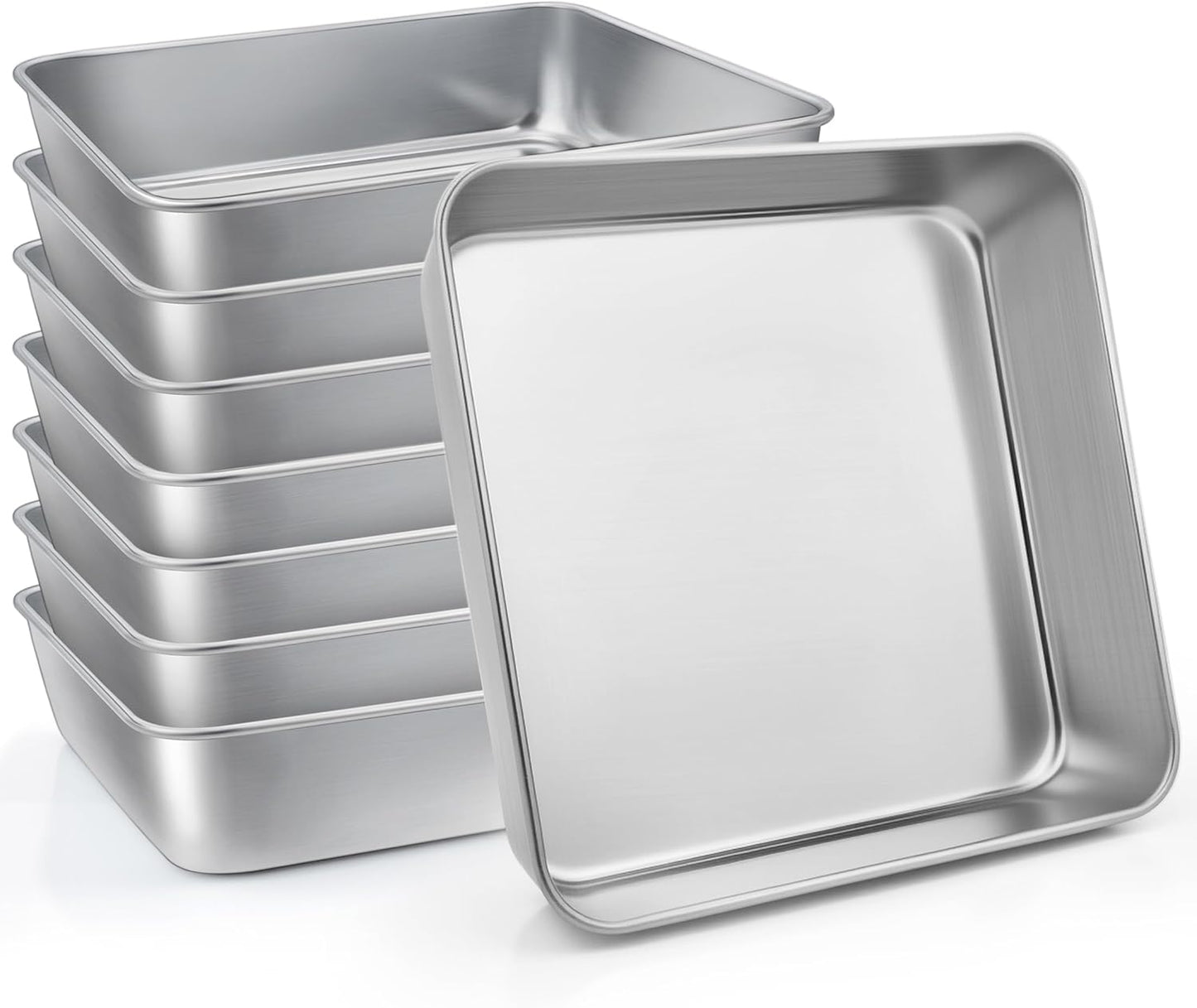 LIANYU 8 Pack Square Baking Cake Pan Set for Versatile Baking
