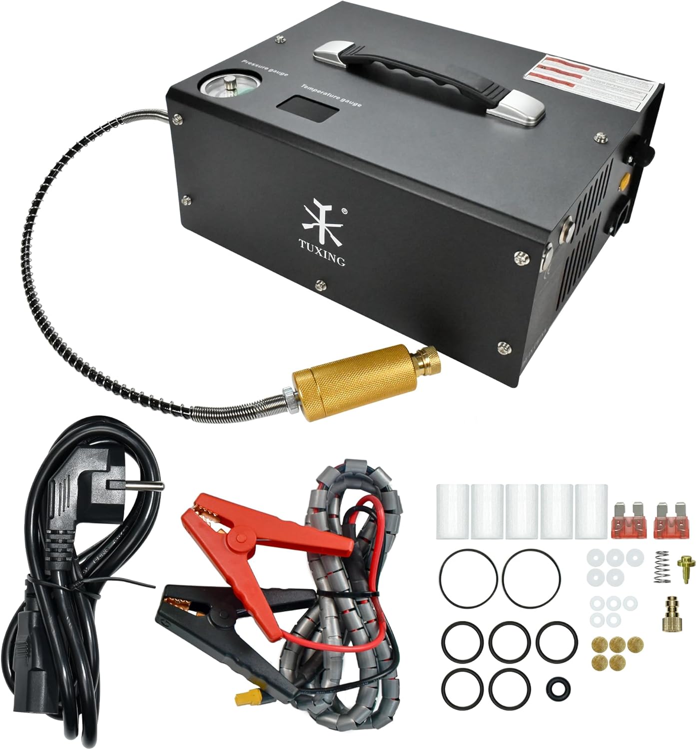Powerful TUXING Air Compressor - Auto Stop, Dual Power, Extra Separator