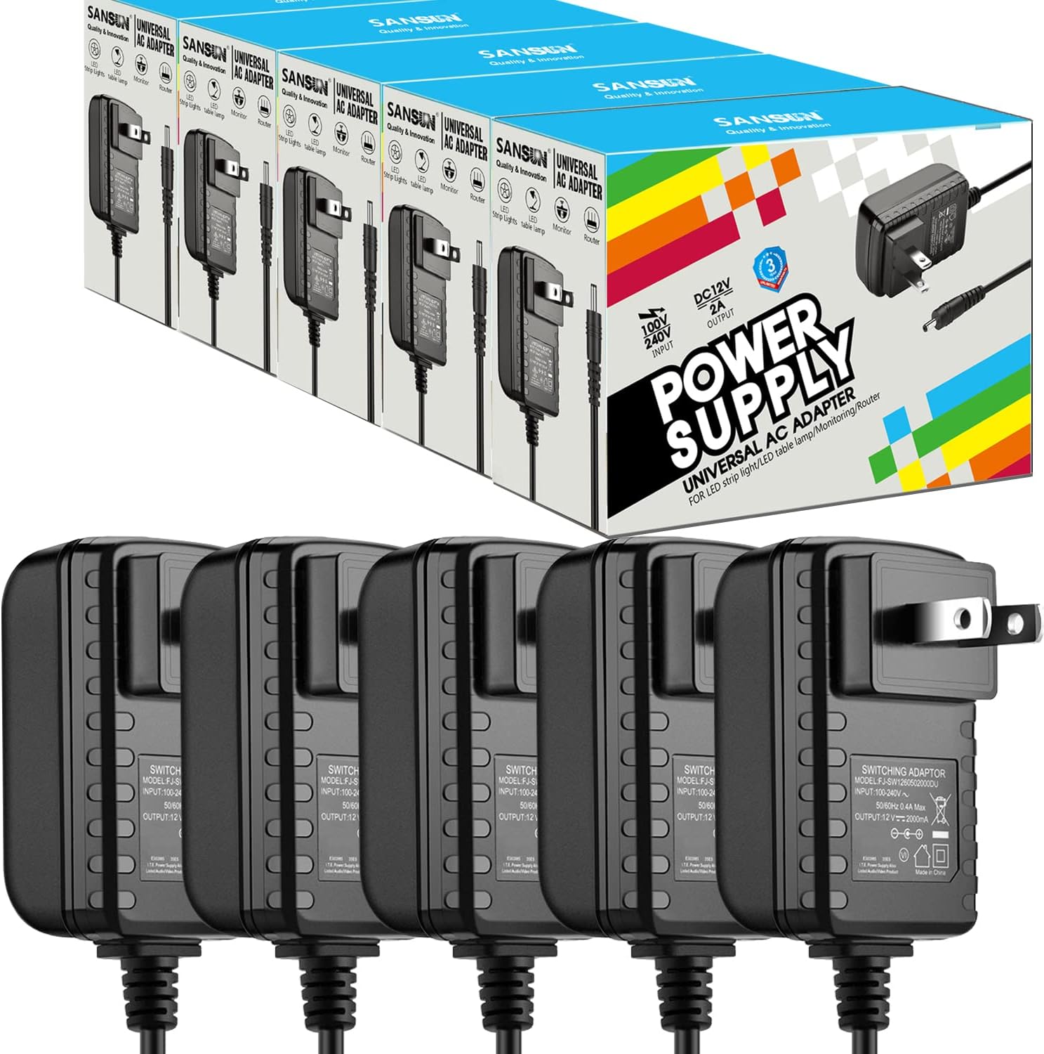 12V 2A Power Supply for LED Strip Lights and More Devices