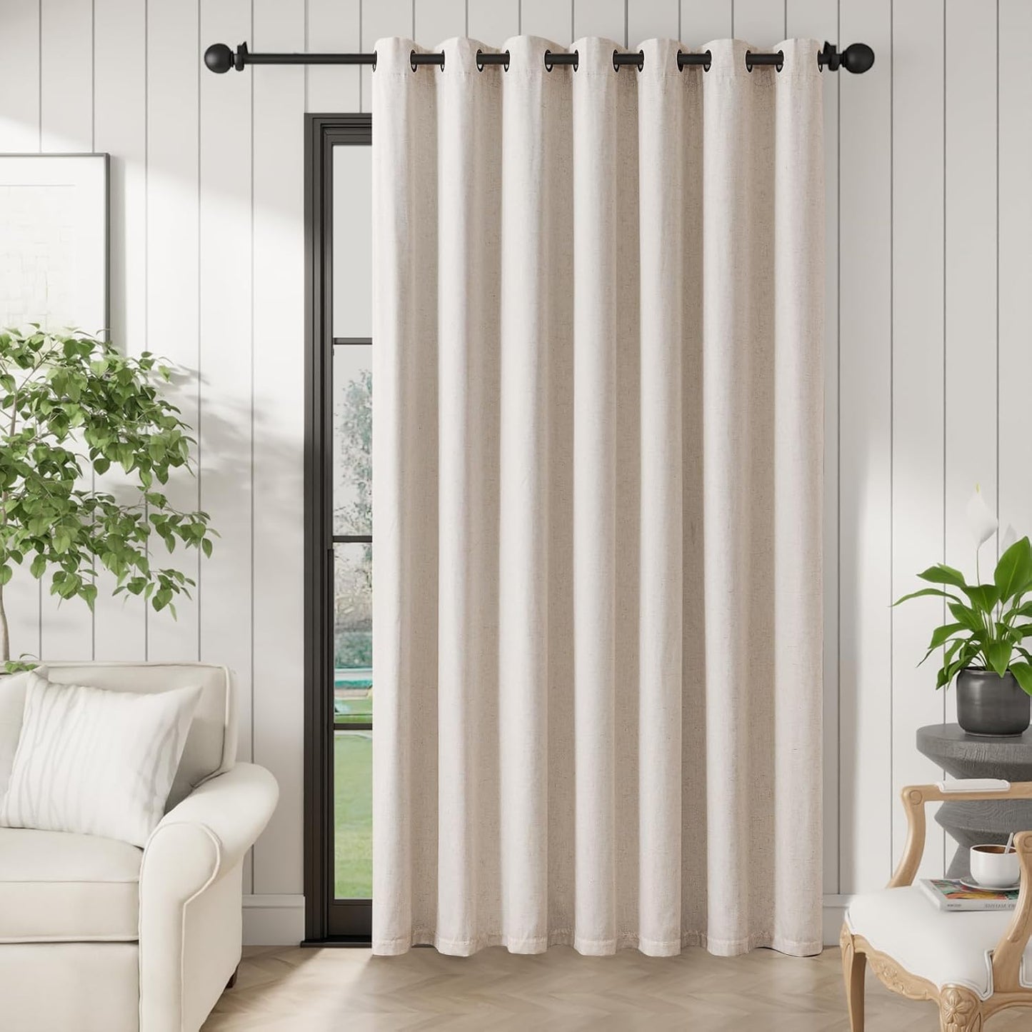 jinchan Linen Blackout Crude Curtains for Bedroom, 100W x 84L