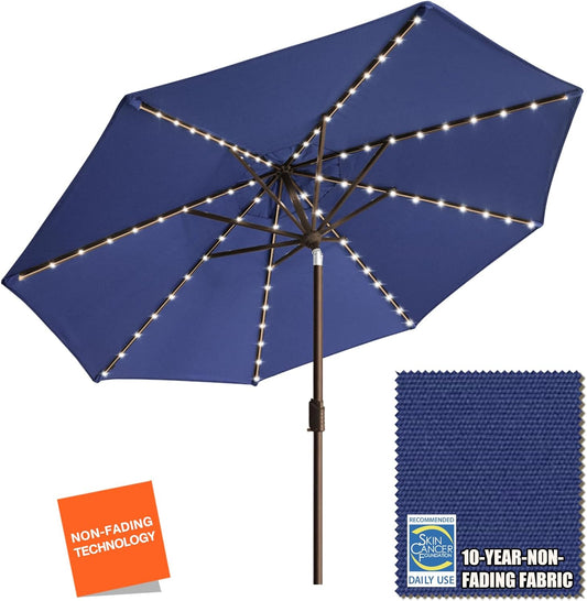EliteShade 9ft Market Umbrella with LED Lights for Patio Use