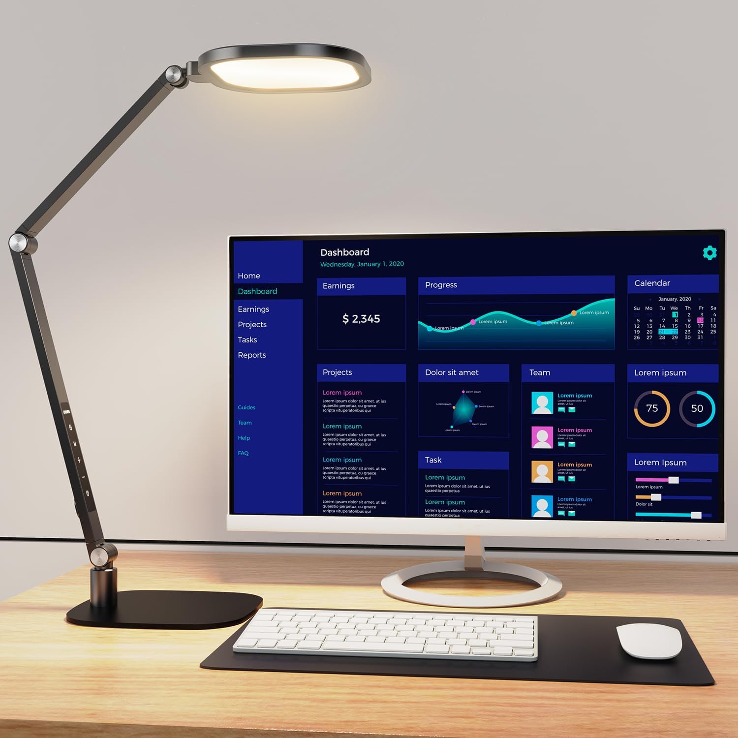 LitONES LED Desk Lamp: Customizable Light for Productivity