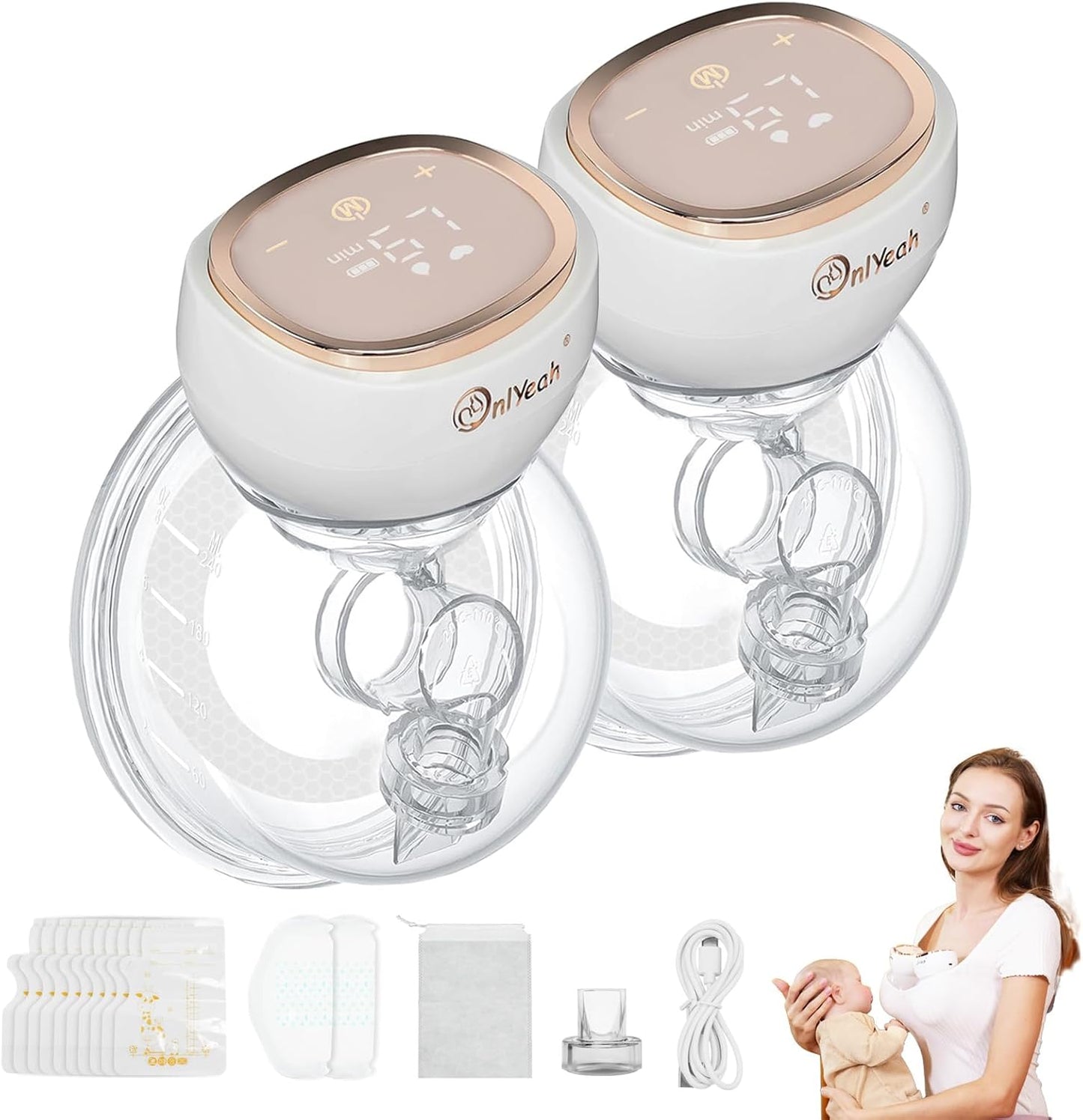 Hands Free Breast Pump by Onlyeah - Portable Electric Pump