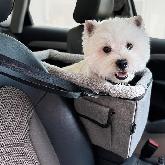 Niubya Small Dog Car Seat: Dual Safety Belts & Washable Cushion