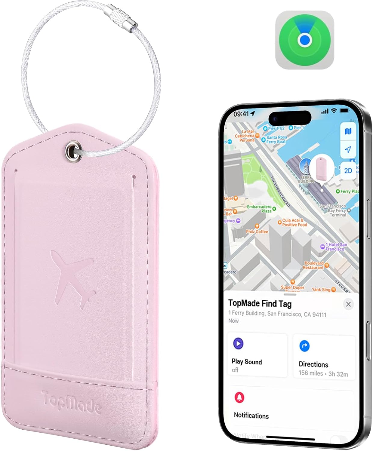 TopMade Smart Luggage Tag with Find My for Travel Safety