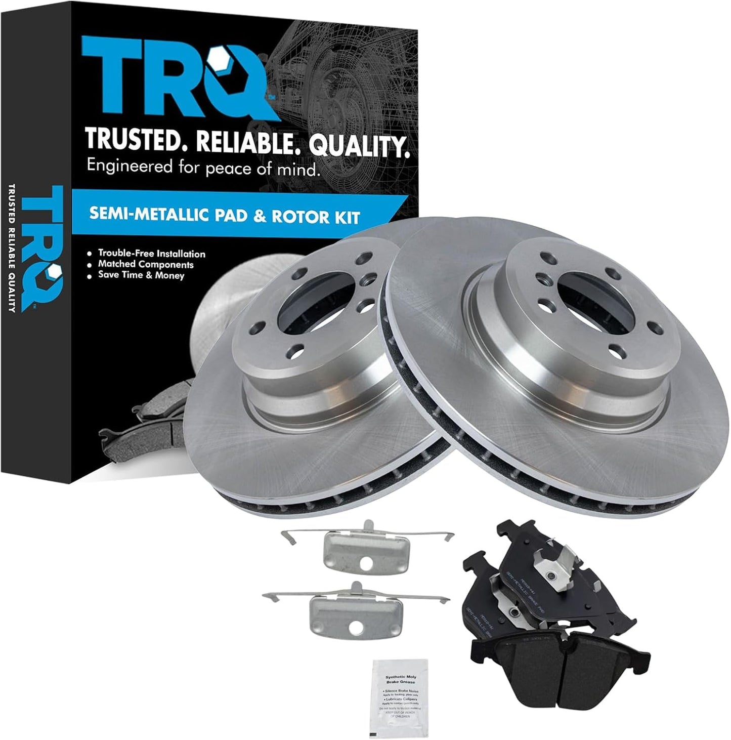 TRQ Front Brake Pad & Rotor Kit for BMW - Reliable Performance