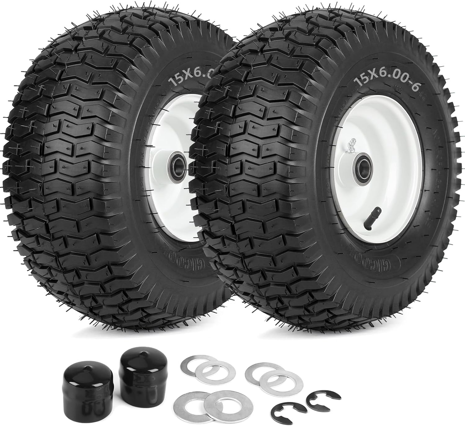 15x6.00-6 Rubber Lawn Mower Tire and Wheel for Riding Mowers