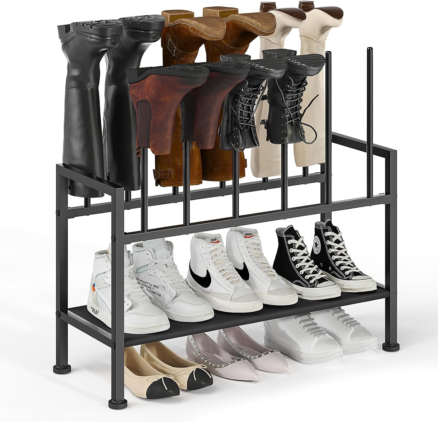 DIMJ Free Standing Shoe Racks - 3-Tier Boot Rack for Storage