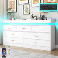 Modern 7 Drawer Dresser with LED Light and Charging Station