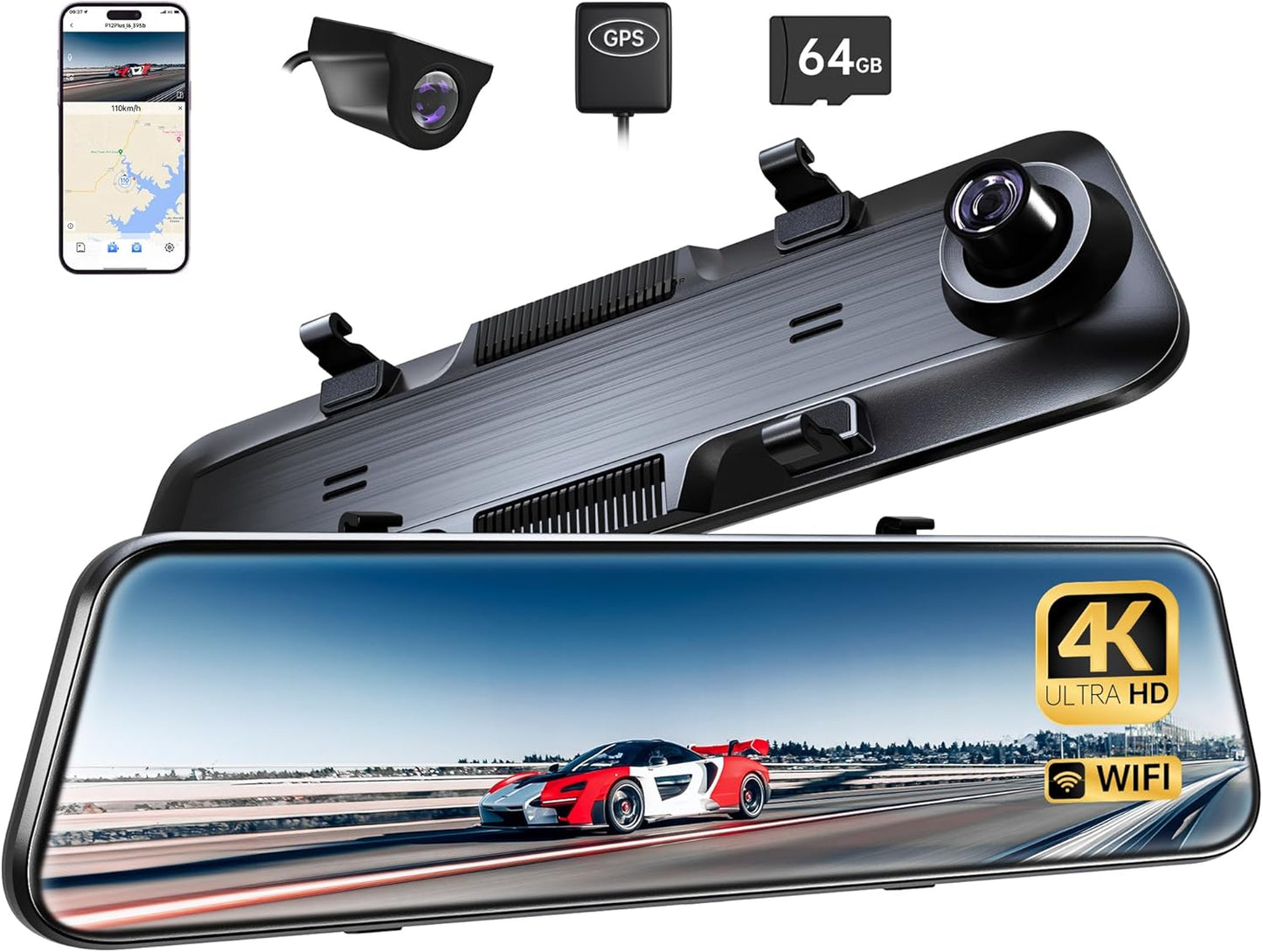 12 4K WiFi Dash Cam with ADAS & GPS