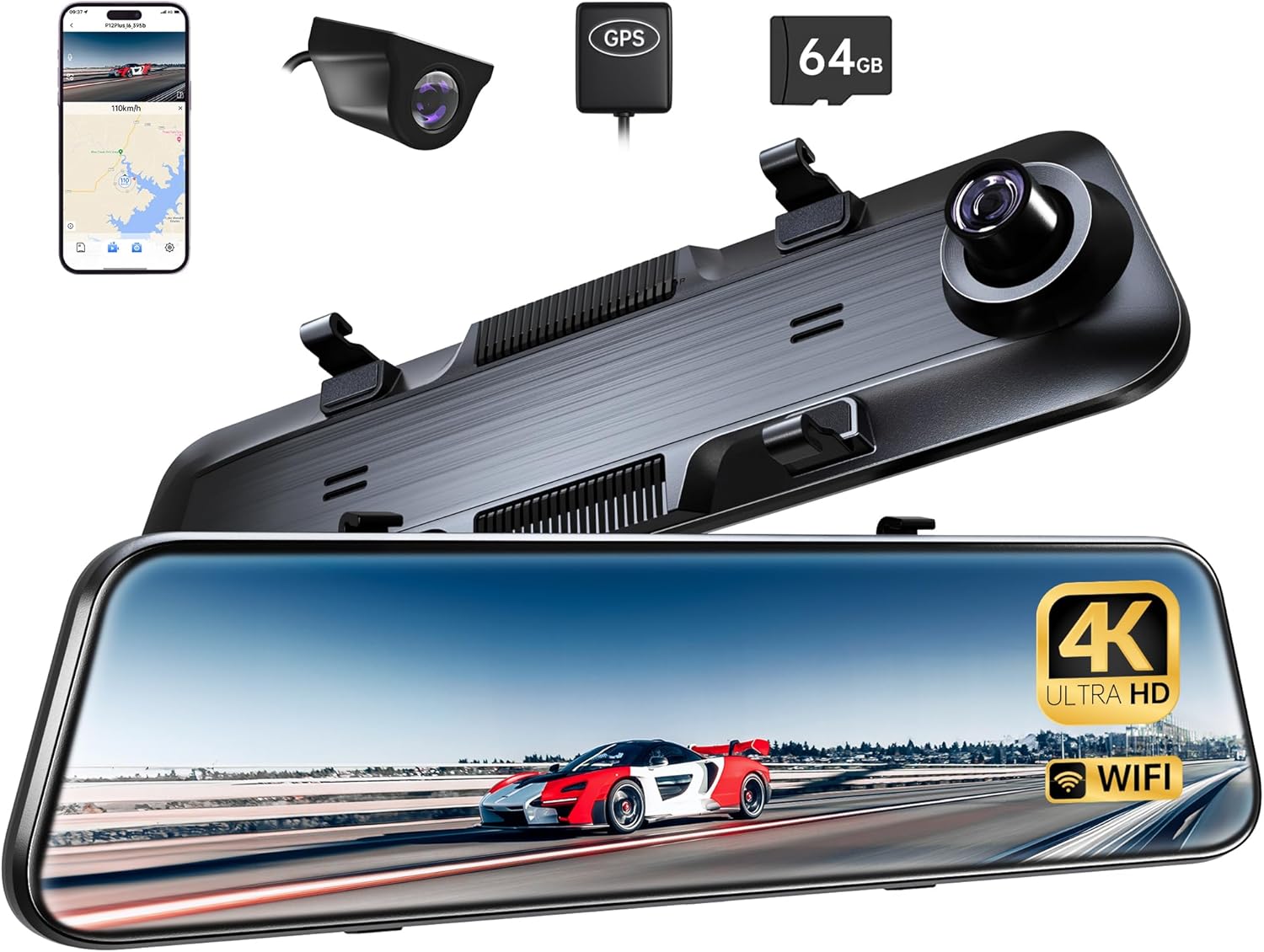 12 4K WiFi Dash Cam with ADAS & GPS
