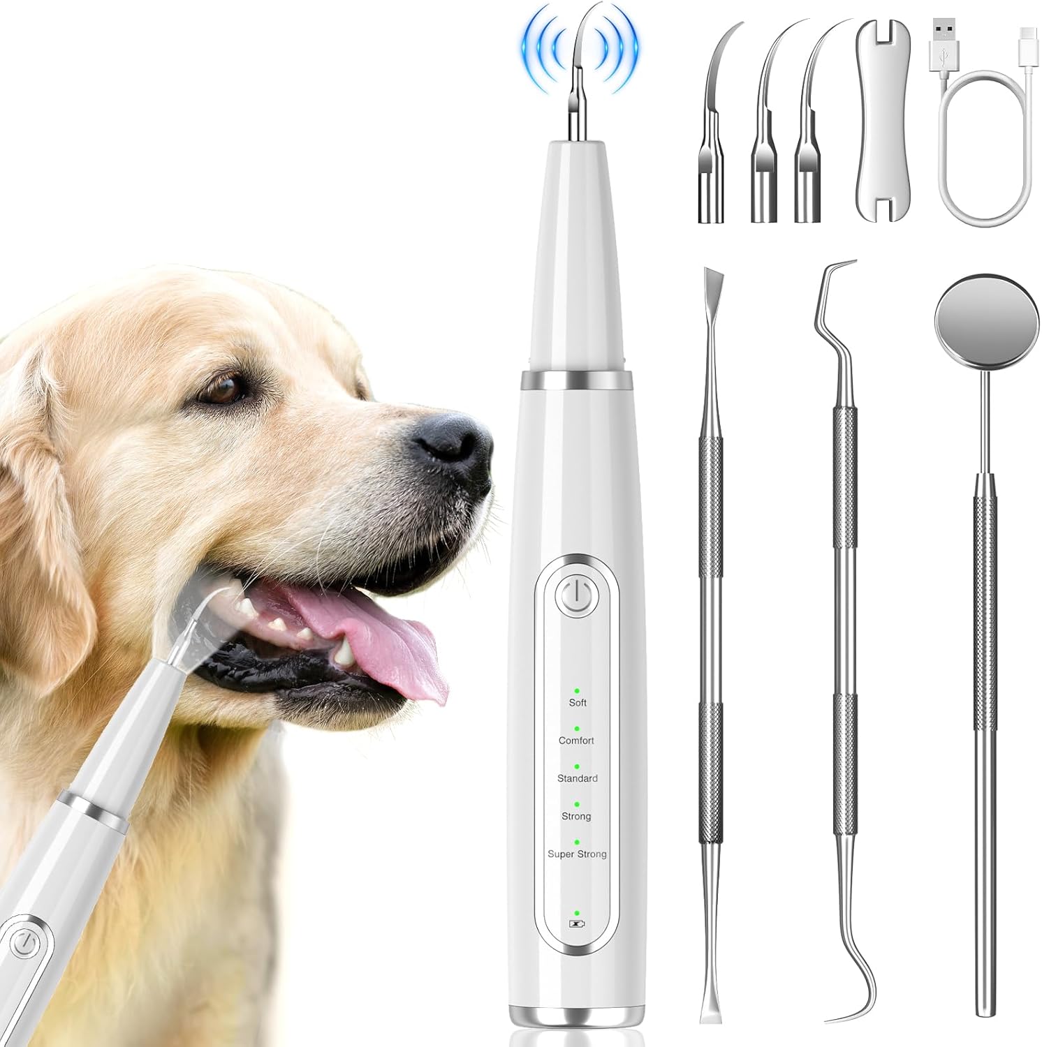 Dog Tartar Remover for Teeth with LED Light and 5 Modes