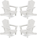 KINGYES HDPE Folding Adirondack Chair Set of 4 - Oversized Comfort