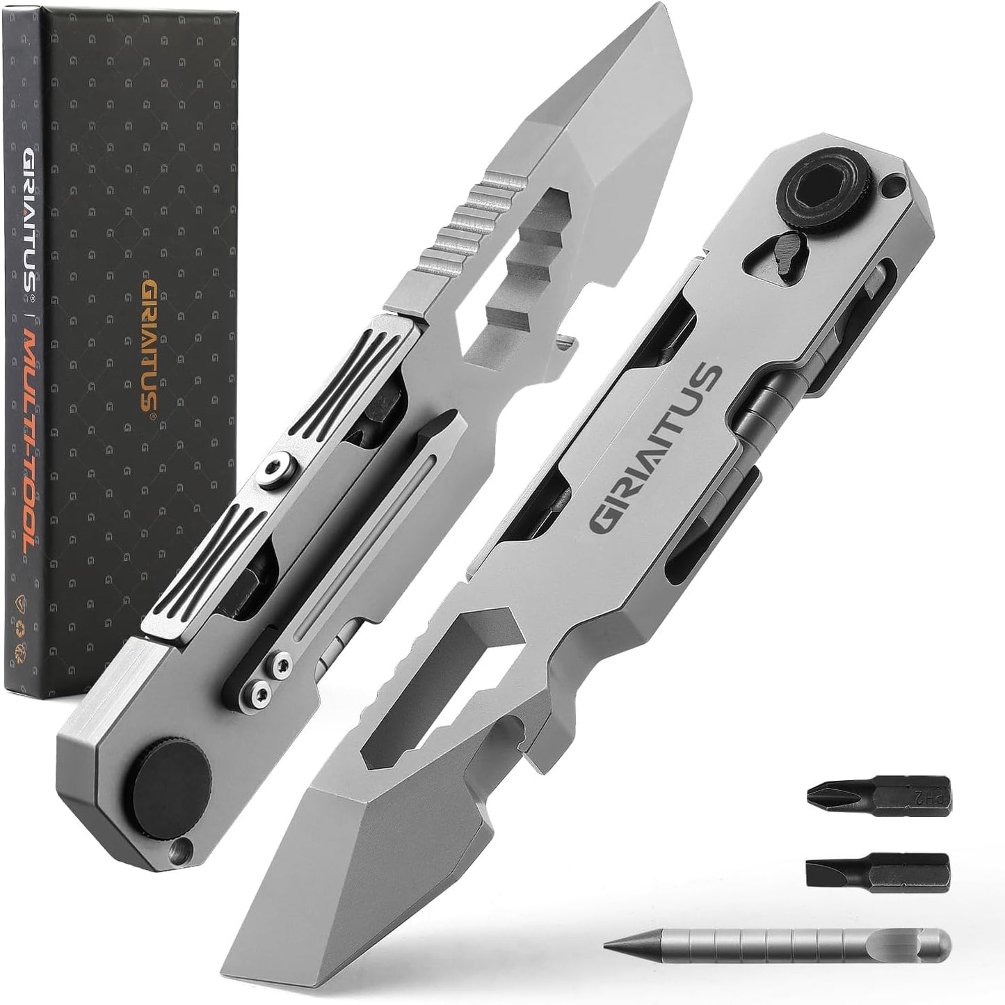 EDC Pry Bar Multitool with Ratchet Screwdriver & Everlasting Pen