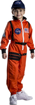 Kids NASA Astronaut Costume Orange Space Suit with Cap - Realistic T2