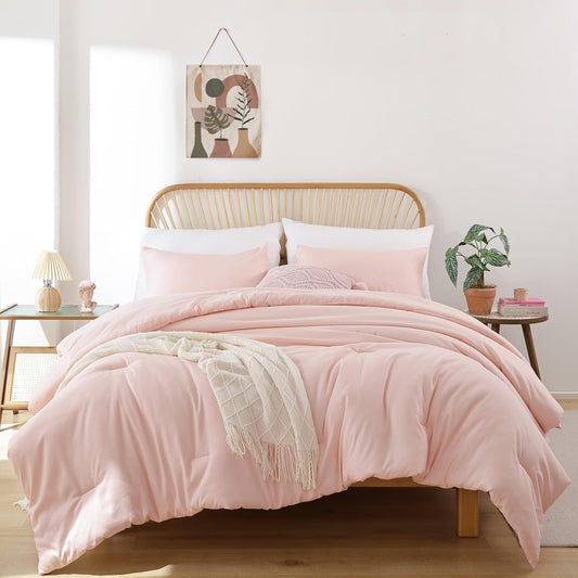 ROSGONIA Oversized Queen Comforter Set Blush for Cozy Sleep