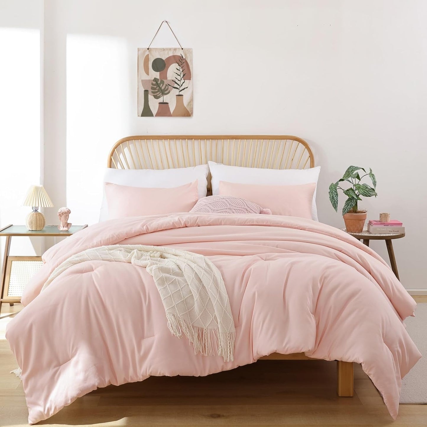 ROSGONIA Oversized King Comforter Blush Set for Cozy Sleep