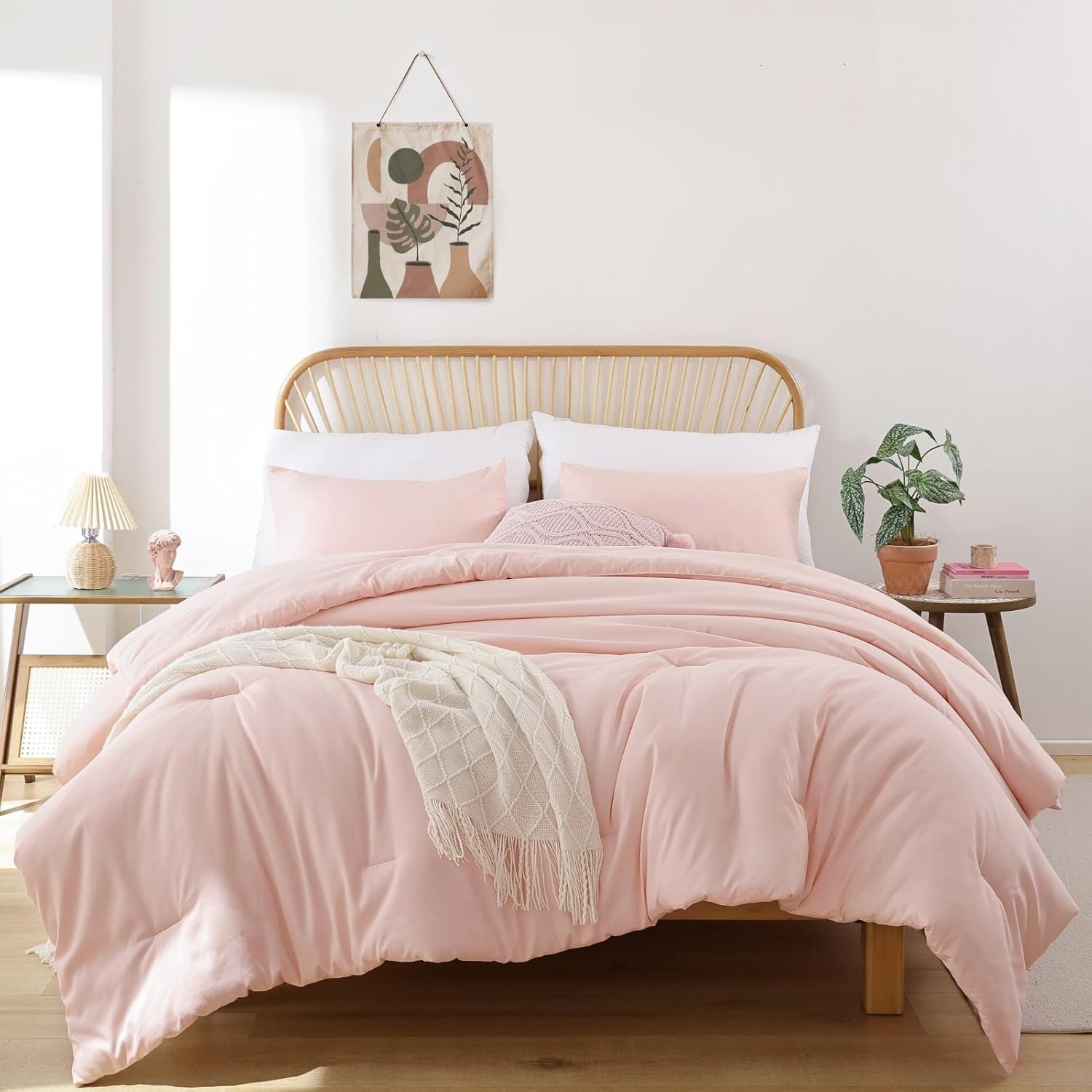 ROSGONIA Oversized King Comforter Blush Set for Cozy Sleep