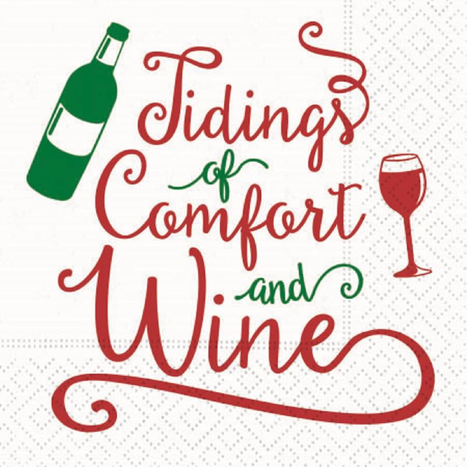 Comfort & Wine Christmas Napkins - 40CT | Fun Design