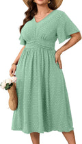 RWJ Women's Plus Size Maxi Dress V Neck Swiss Dot - Flowy 2025