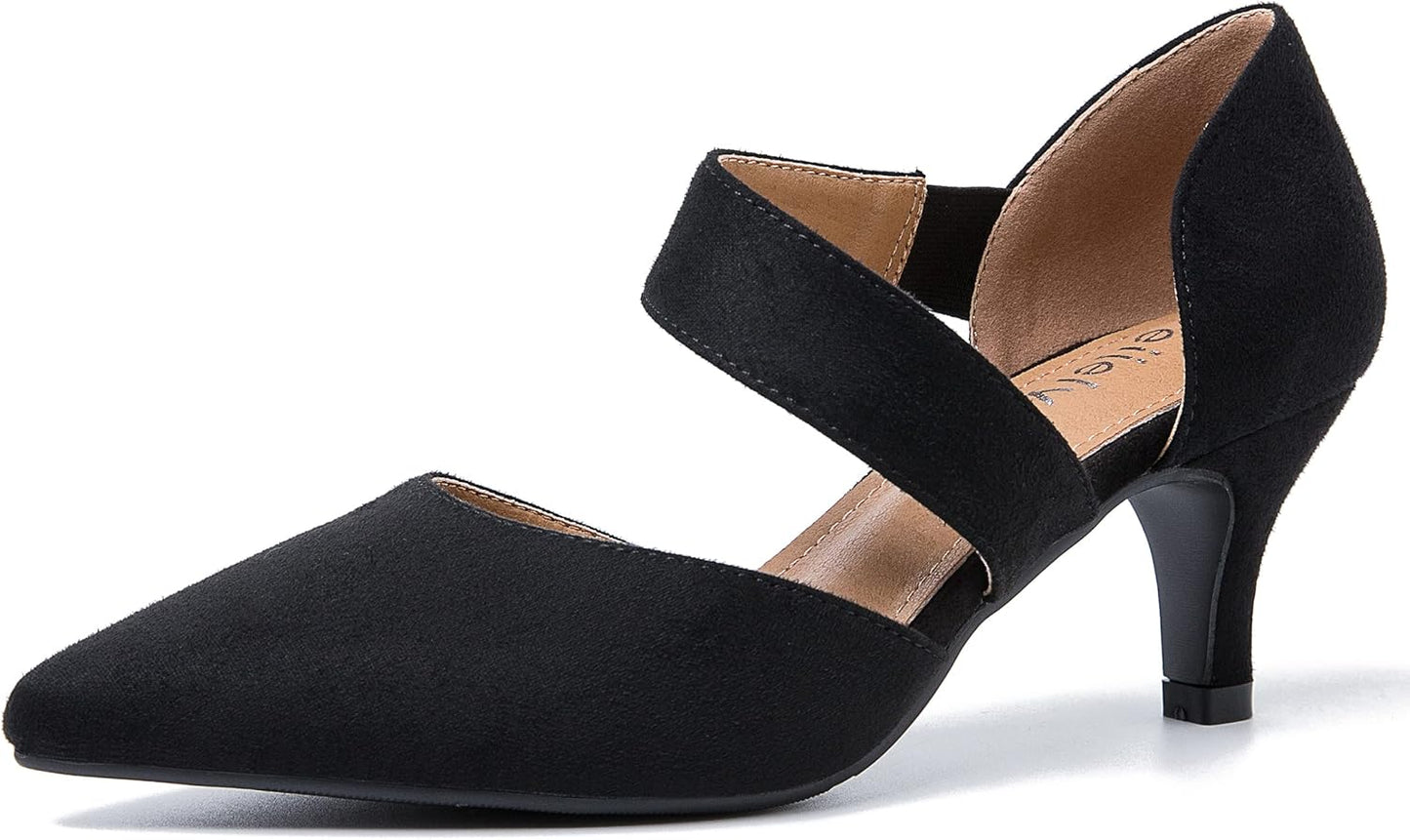 Women's Closed Pointed Toe Heels D'Orsay Kitten Heel Pumps