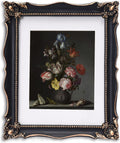 11x14 Vintage Picture Frame with Embossed Flower Design - Black Ornate
