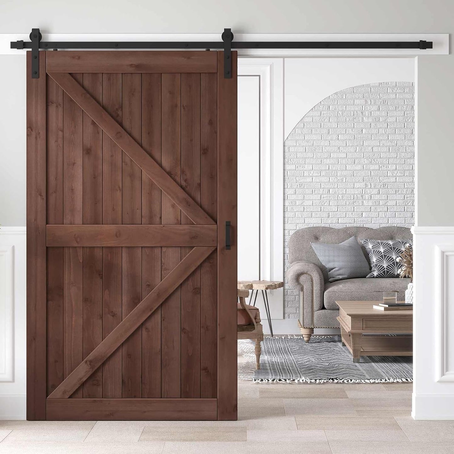48x80 inch Sliding Barn Wood Door Slab with Hardware Kit