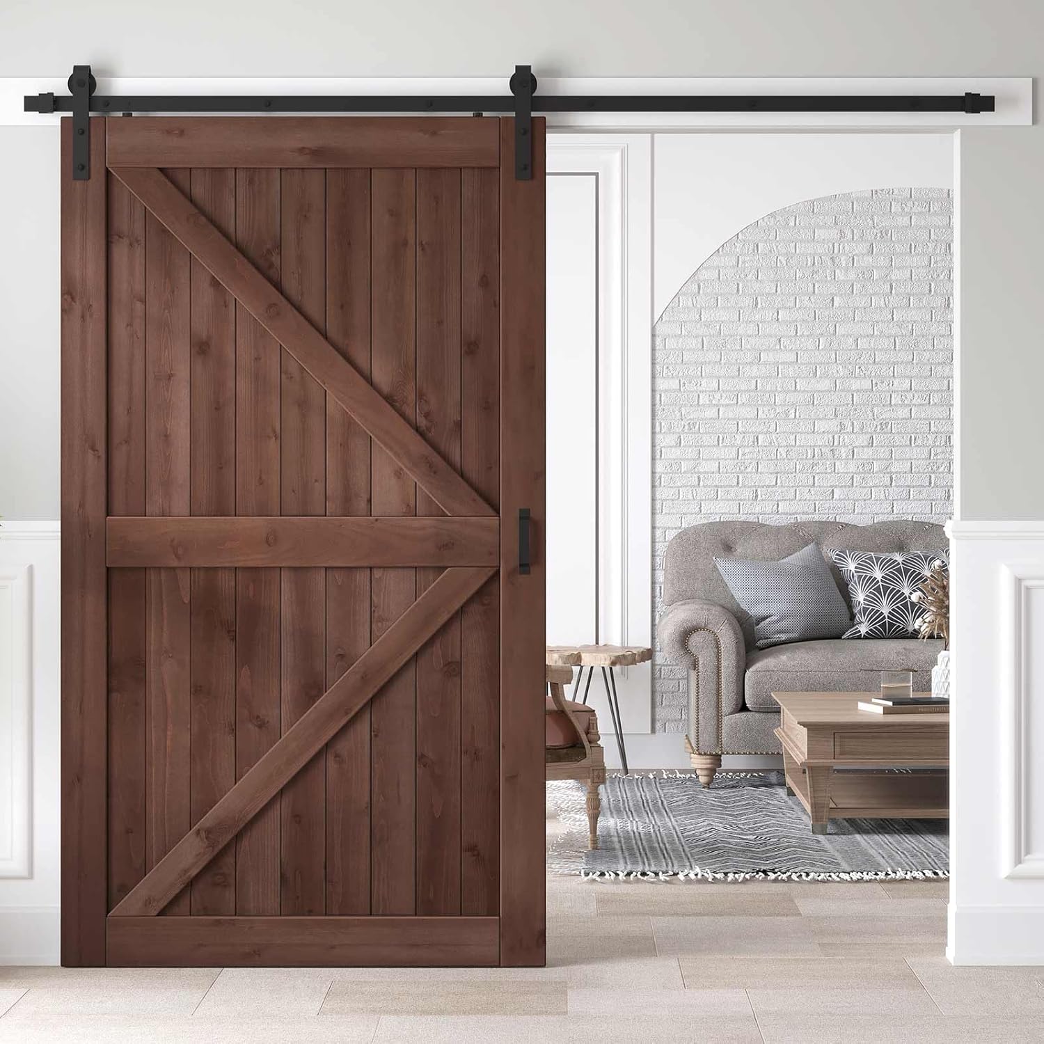 48x80 inch Sliding Barn Wood Door Slab with Hardware Kit