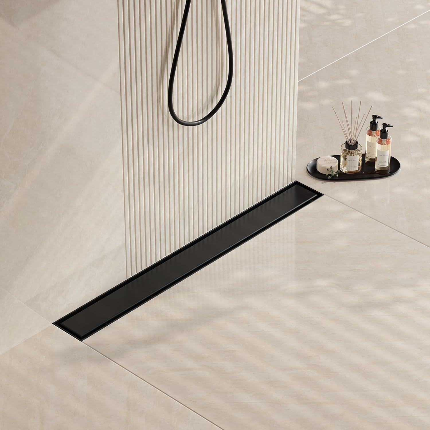 Neodrain 24 in Matte Black Linear Shower Drain for Modern Bathrooms