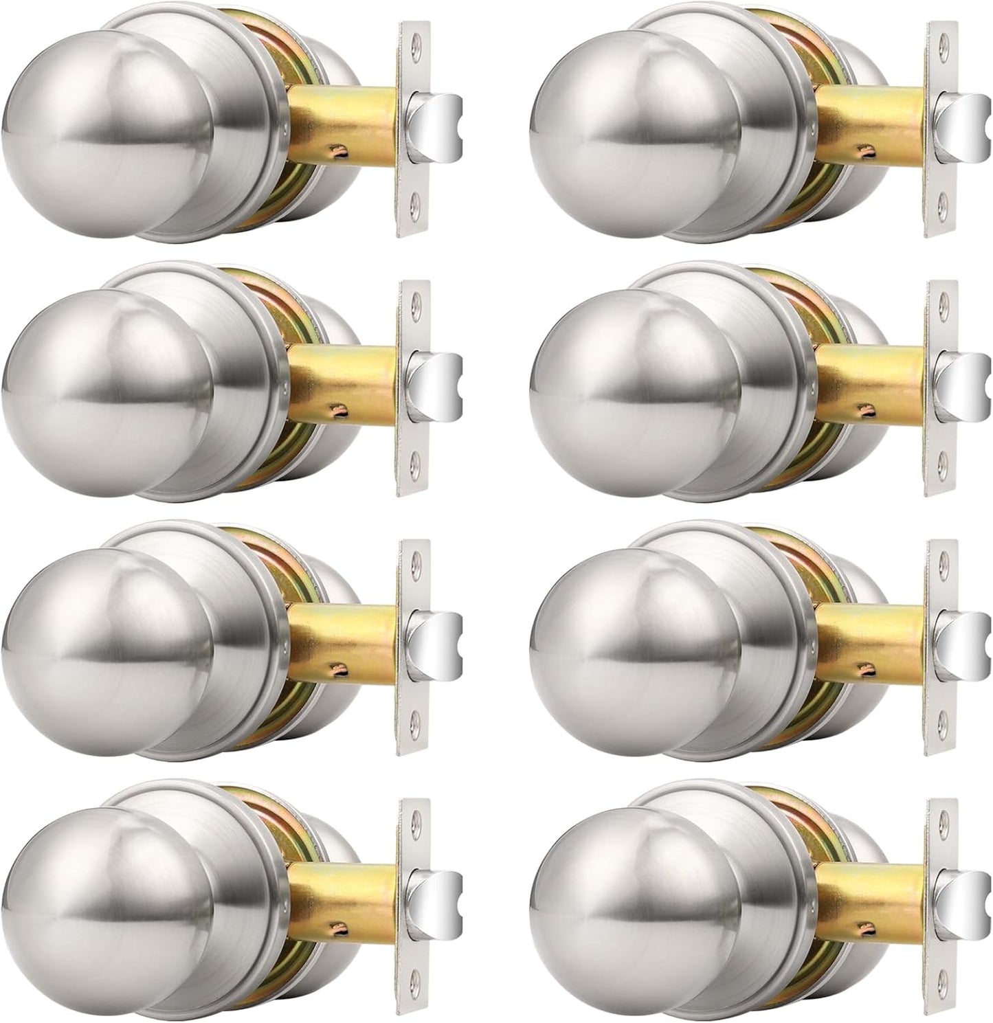 Probrico Brushed Nickel Passage Door Knob for Hallway Closet
