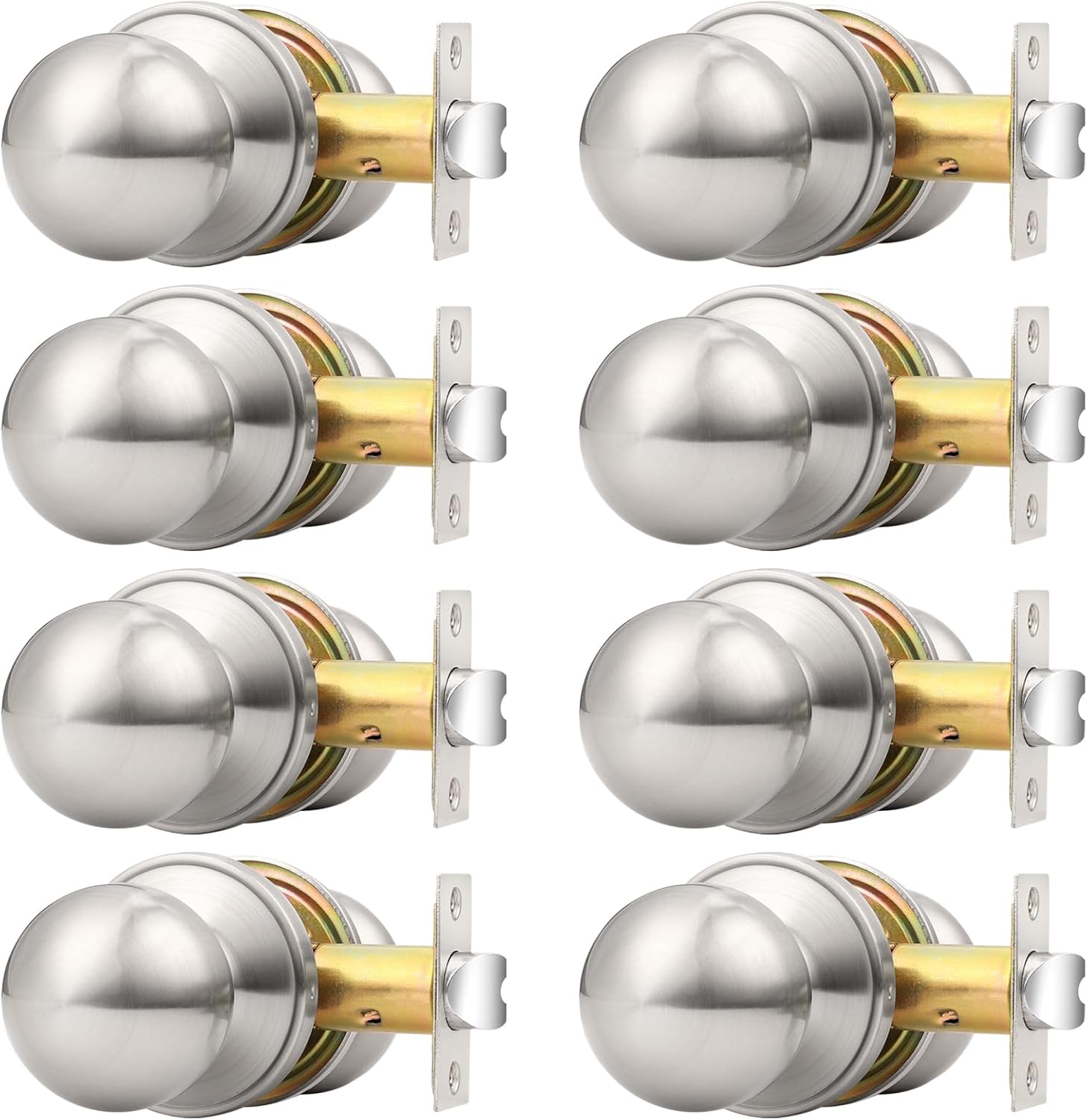 Probrico Brushed Nickel Passage Door Knob for Hallway Closet