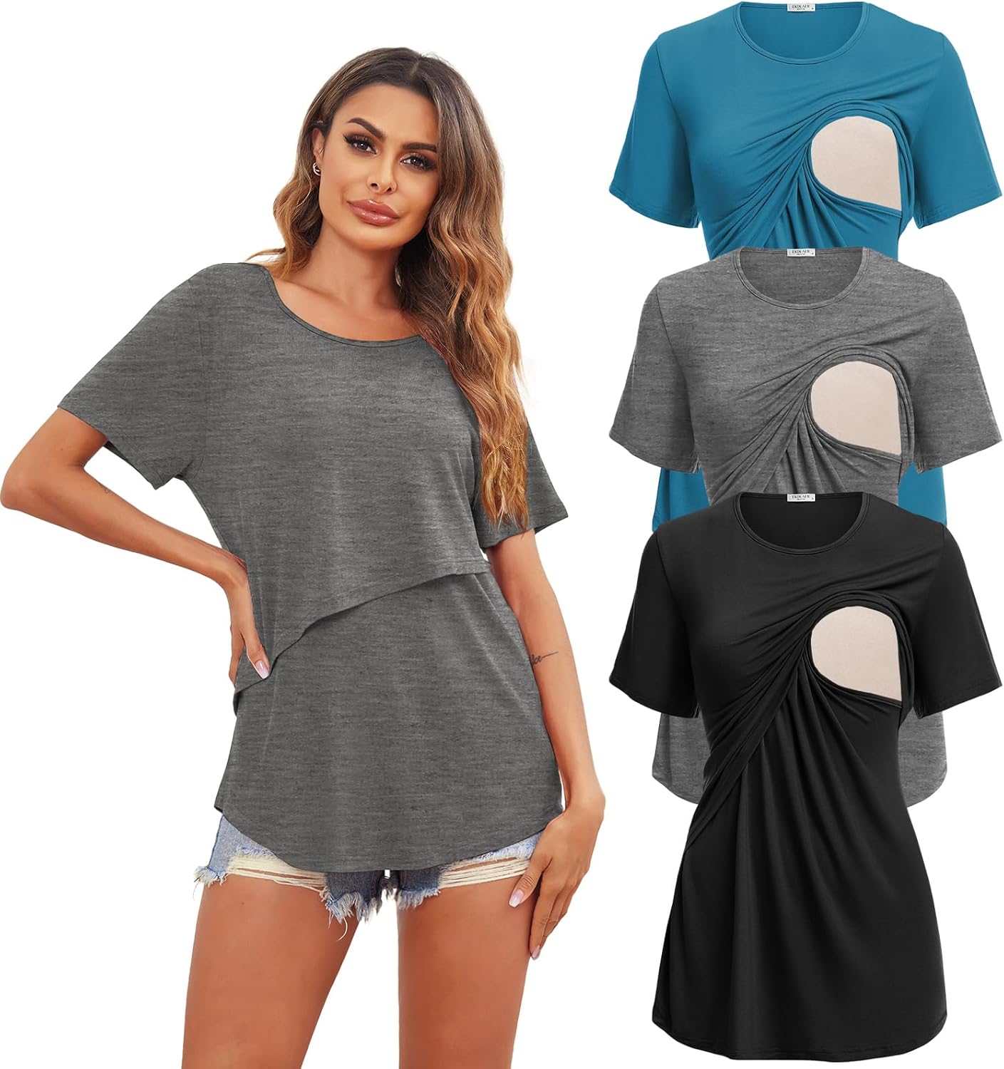 Ekouaer Women's Maternity Shirts for Nursing and Comfort
