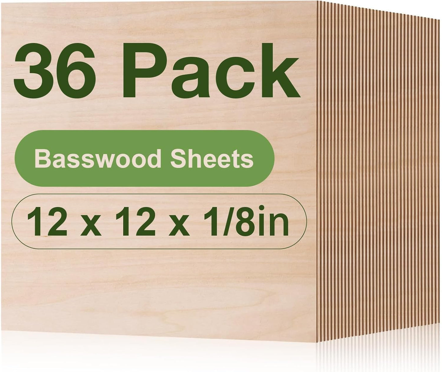 ROBOTIME 36-Pack Basswood Sheets for Laser Cutting and Engraving
