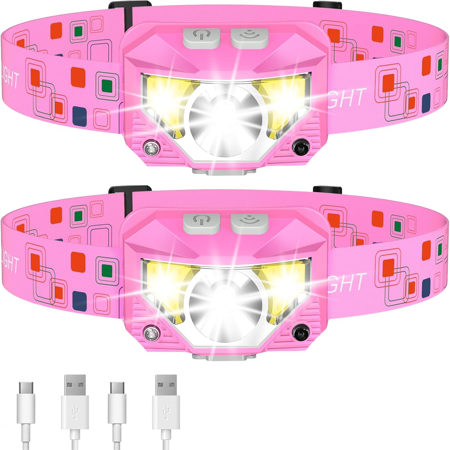 1200 Lumen Rechargeable Headlamp Duo - Bright & Motion Sensor for Outdoor Adventures