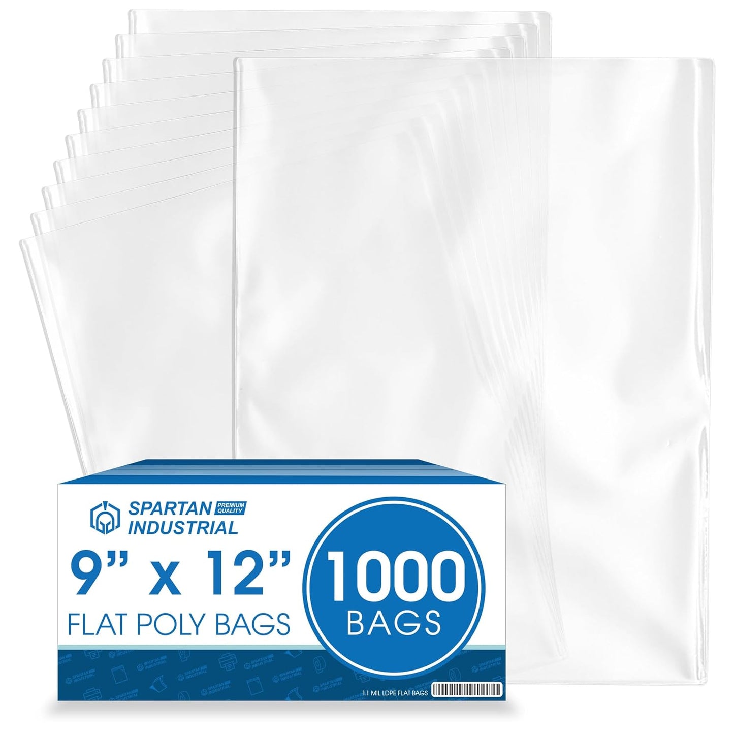 Spartan Industrial 9in X 12in Open-End Flat Bags for Packaging