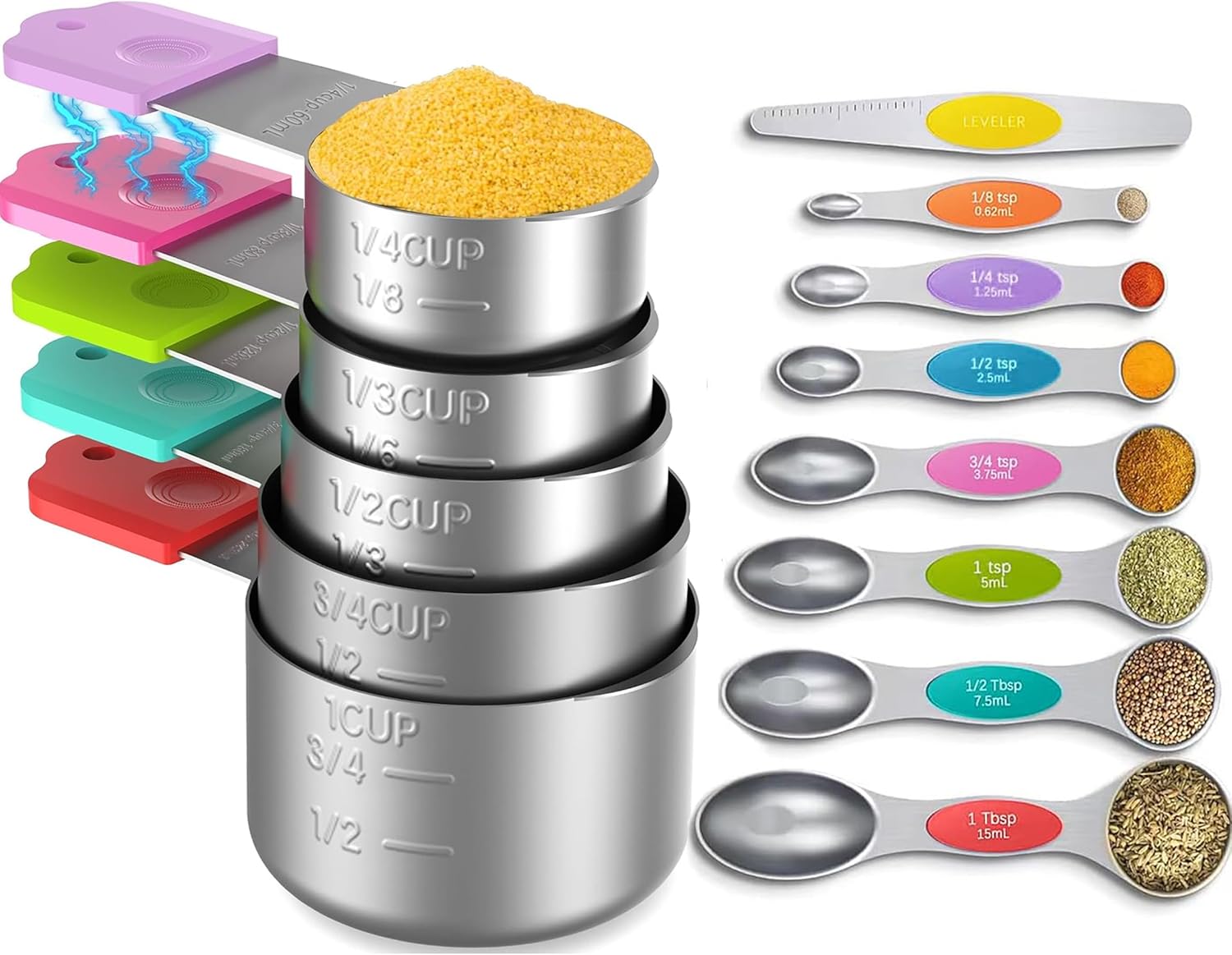 Magnetic Measuring Cups and Spoons Set for Perfect Baking