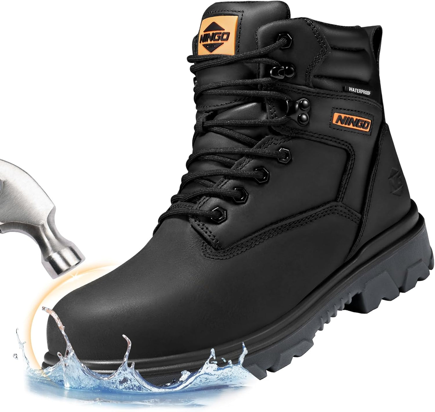 Steel Toe Waterproof Work Boots for Men - NINGO Durable Design