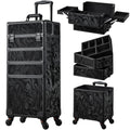 Rolling Makeup Case 4-in-1 Travel Cosmetic Train Case - Large Capacity