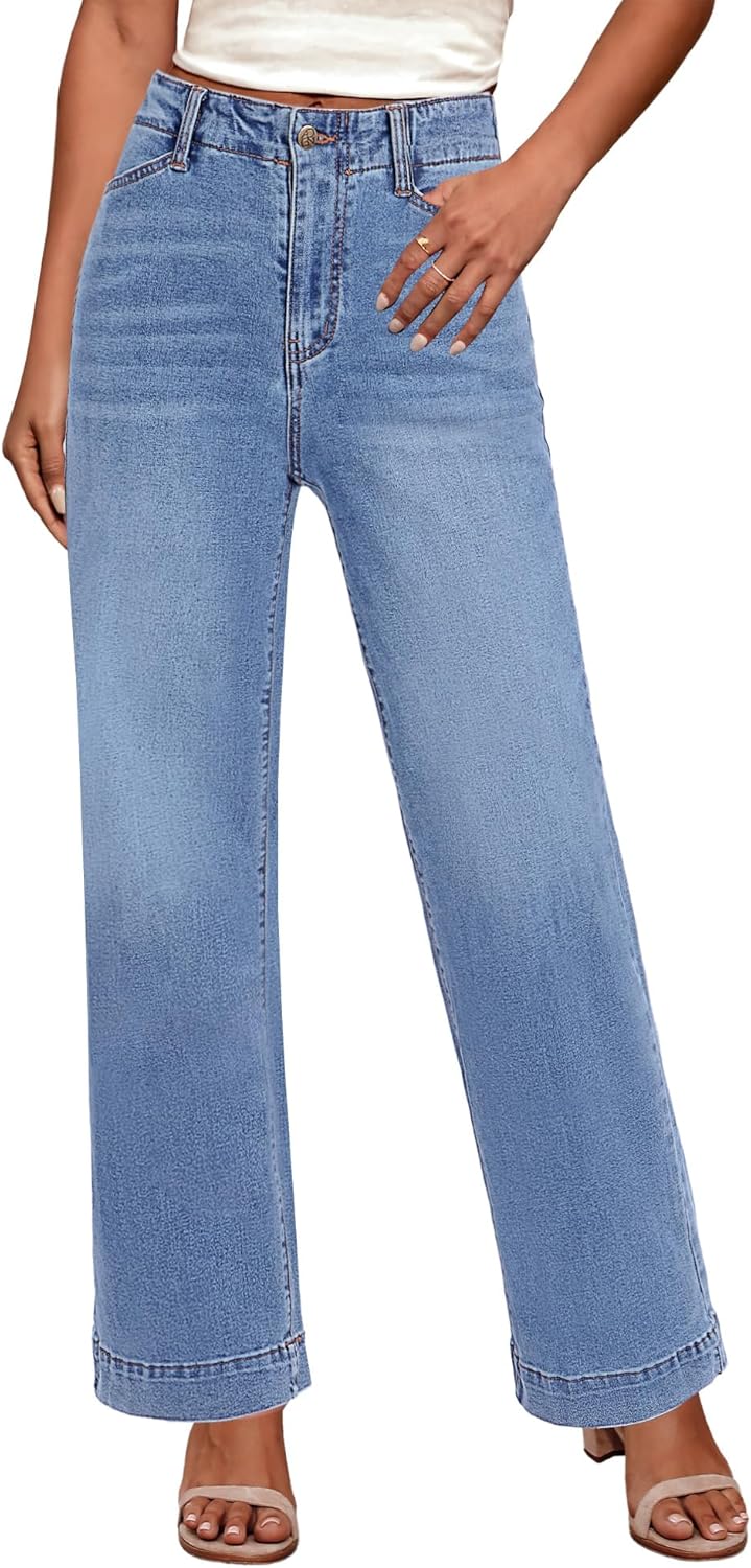 GRAPENT Wide Leg Jeans for Women - Trendy High Waisted Denim