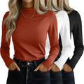 Women's 3-Pack Mock Turtleneck Long Sleeve Tops - Slim Fit Layering