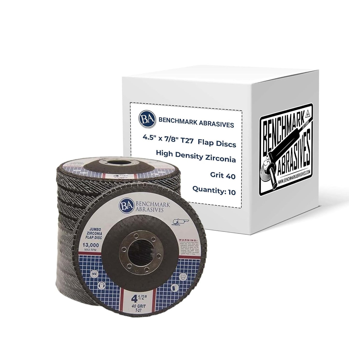 10-Pack 40 Grit Jumbo Zirconia Flap Discs - Ultimate Sanding Power