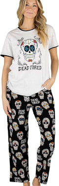 Lazy One Womens Aquatic Pajama Set - Cute Day of the Dead Ocean PJs