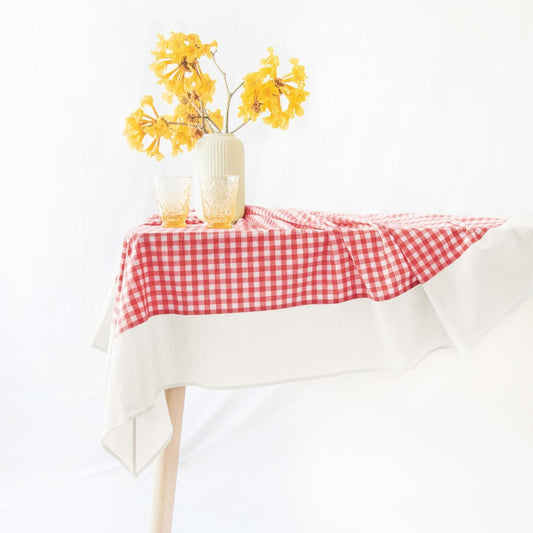 Gingham Checkered Rustic Tablecloth for Kitchen and Dining Room