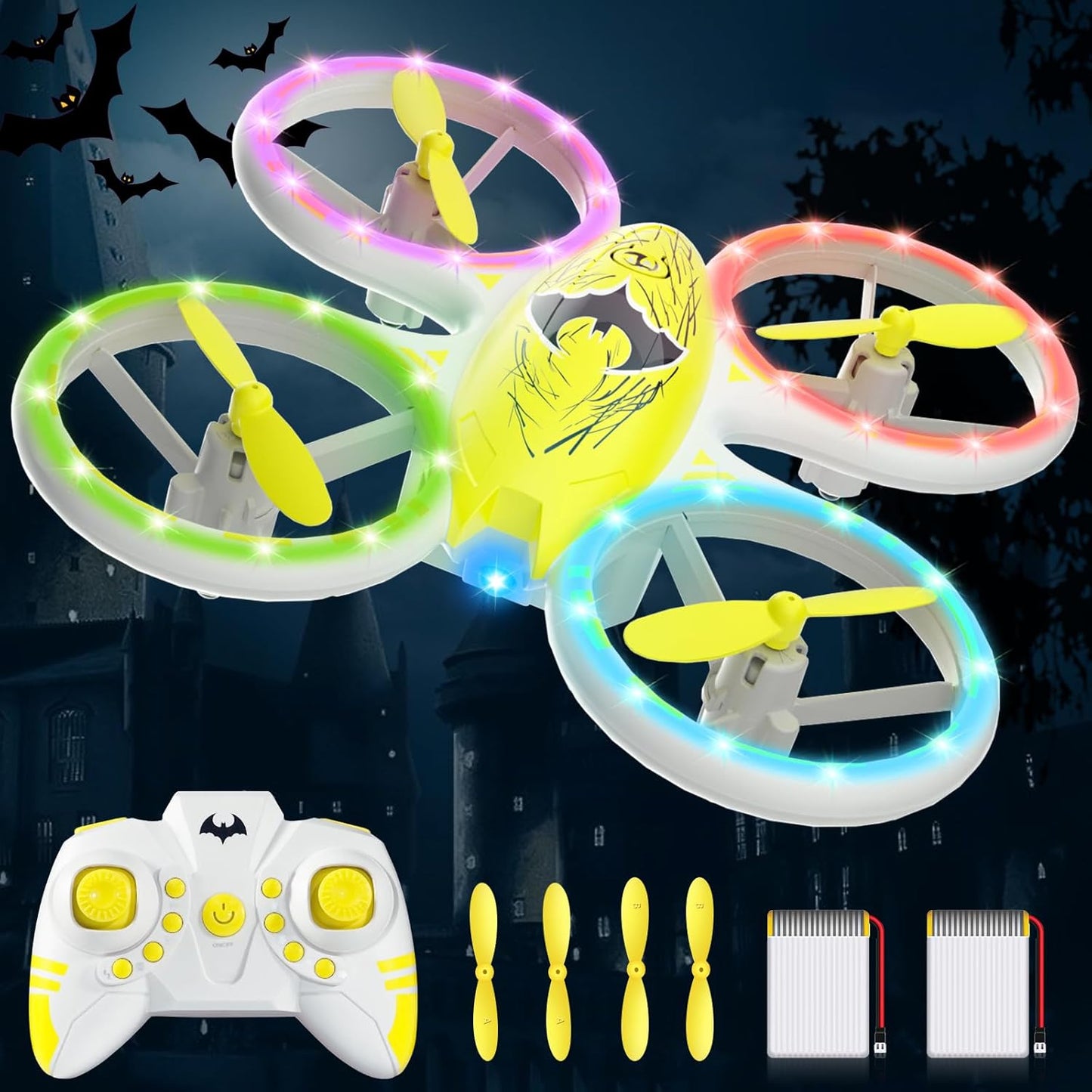 Easy-to-Fly Bat Design Drone with Lights - Perfect for Ages 6-12!