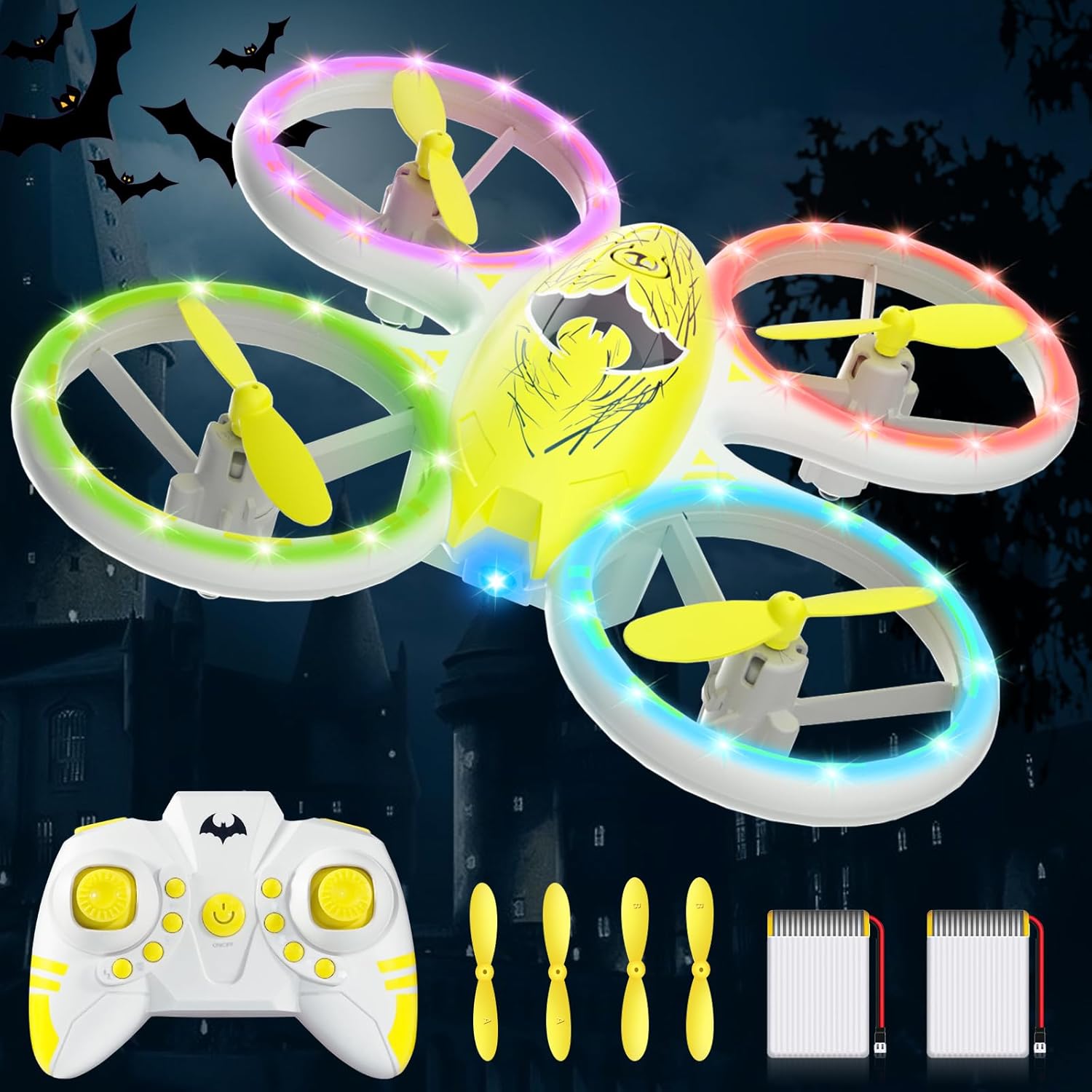 Easy-to-Fly Bat Design Drone with Lights - Perfect for Ages 6-12!